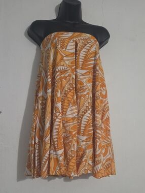 Aakaa Orange and White Strapless Jumpsuit Romper